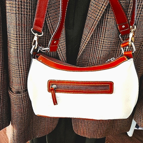 Chaps Ralph Lauren Leather Crossbody & Shoulder Western Preppy Boho White Tan - Picture 5 of 7